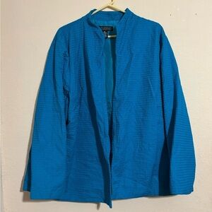Dialoque Womens 3X Cardigan bright aqua color 100% cotton